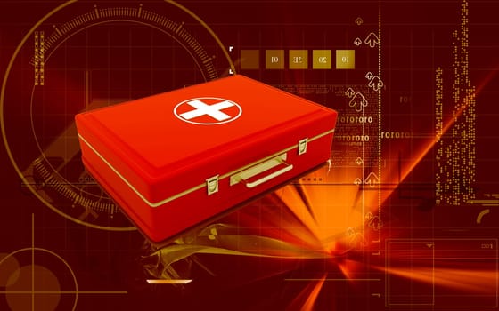 Digital illustration of First aid box in colour background