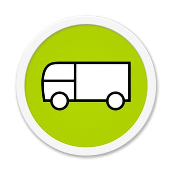 Round green button with icon truck