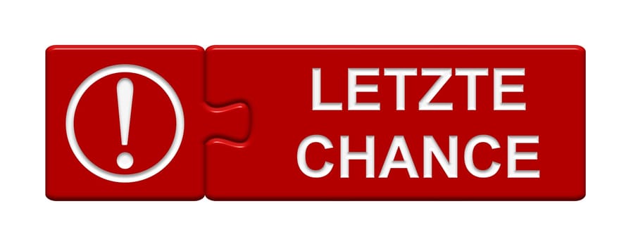 Puzzle button of two parts with symbol shows Last Chance
