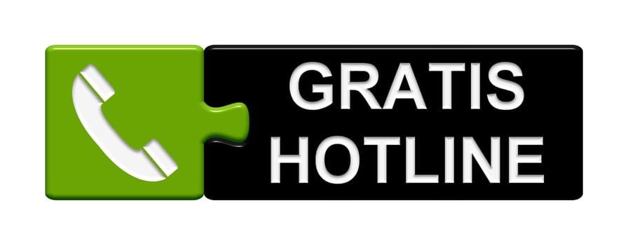 Puzzle button of two parts with icon shows free hotline
