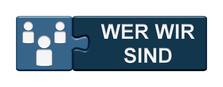 Puzzle button of two parts with symbol shows who we are