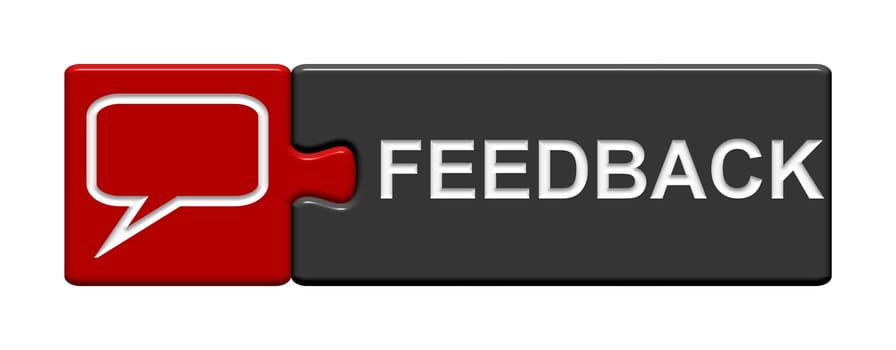 Puzzle button of two parts with icon shows feedback