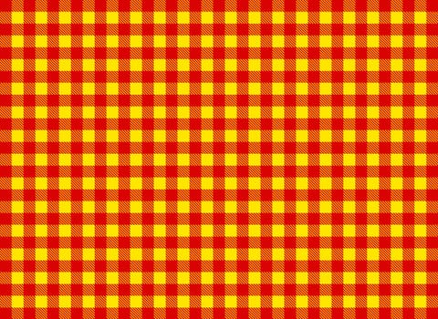 Checkered tablecloth pattern in red and yellow