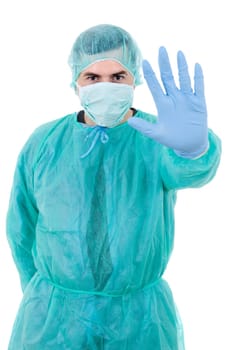 young male doctor, isolated on white background
