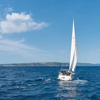 Sailing yacht on the Adriatic Sea near the island of Krk in Croatia