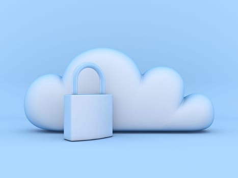 Cloud concept of saved passwords 3D rendering illustration isolated on blue background