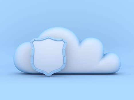 Cloud concept of security 3D rendering illustration isolated on blue background