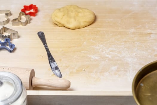 Table ready for baking at home concept. Horizontally.
