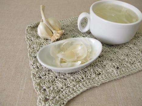 A cup of tea made from garlic peel