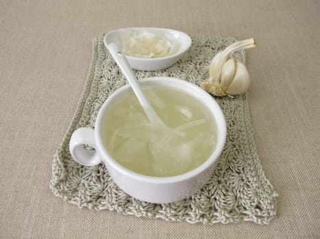 A cup of tea made from garlic peel