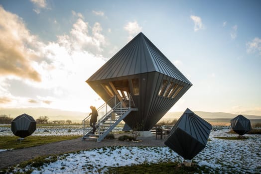 Observation tower oktaeder at sigless Burgenland Austria