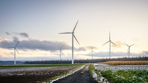 Wind turbines panoramic picture at Burgenland