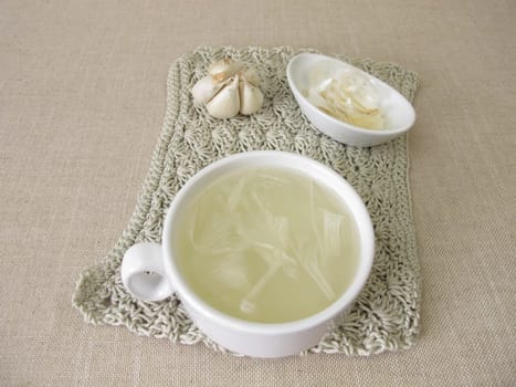 A cup of tea made from garlic peel
