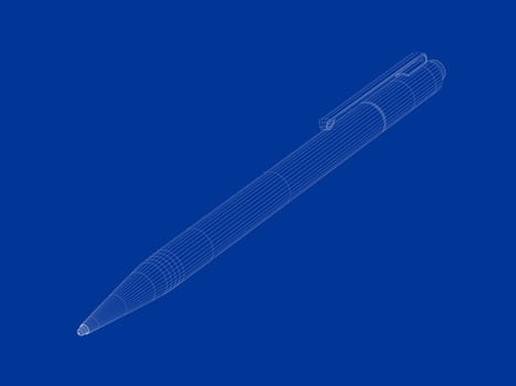 3d wire-frame model of pen