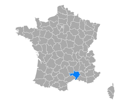 Map of Gard in France