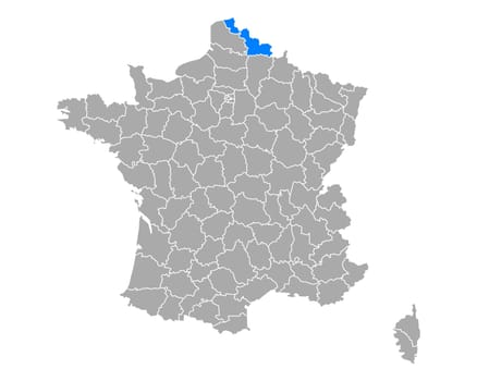 Map of Nord in France