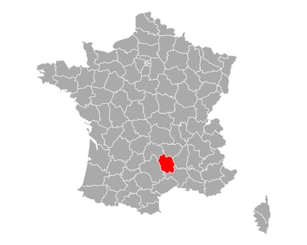 Map of Lozere in France