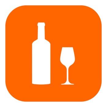 Wine bottle with glass and app icon