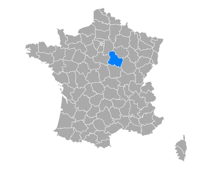 Map of Yonne in France