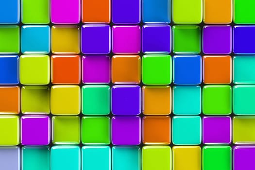 Abstract geometric background with brightly colored glass cubes of various height.