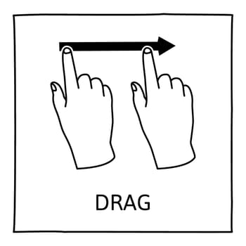 Doodle gesture icon. Drag or swipe with one finger. Touch screen hand finger gestures. Hand drawn. Isolated on white. Vector illustration.