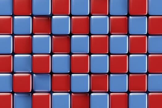 Abstract geometric background with brightly colored blue and red cubes of various height.