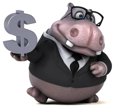 Fun hippo - 3D Illustration