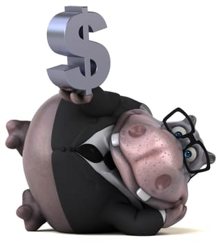 Fun hippo - 3D Illustration