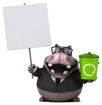 Fun hippo - 3D Illustration