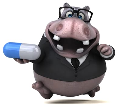 Fun hippo - 3D Illustration