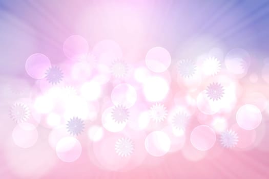 Abstract blurred festive delicate winter christmas or Happy New Year background with shiny light blue pink and white bokeh lighted stars. Space for your design. Card concept.