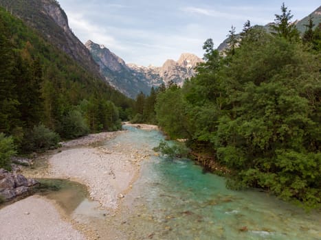 Magical turquoise color of Soca river, Slovenia.