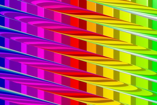 Abstract background with colorful vivid wavy lines with rainbow colors. 3D illustration background