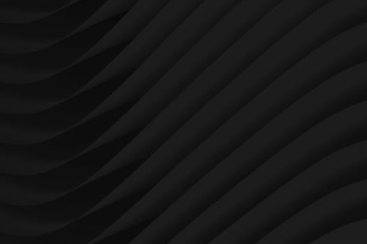 Abstract dark background with black wavy lines. 3D illustration background