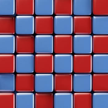 Abstract geometric background with brightly colored blue and red cubes of various height.