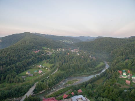 Beautiful Landscape of Green Forest in Ukrainian mountines Karpatian