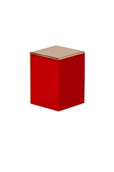 Closeup of a red empty lid of a glass bottle with liquid skin foundation isolated on a white background. Macro.