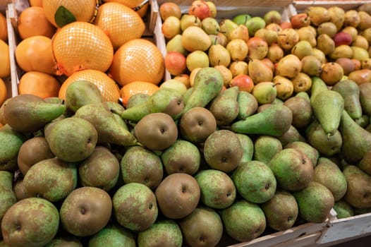 Assortment of fresh fruits at market