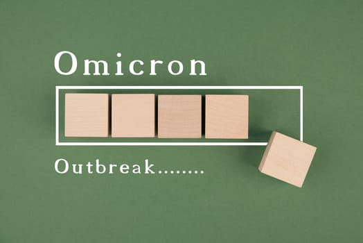 The word omicron is standing on a paper, new covid-19 variant from south africa, pandemic issue, health care