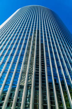 Modern architecture from skycraper in Frankfurt Hesse on a sunny day