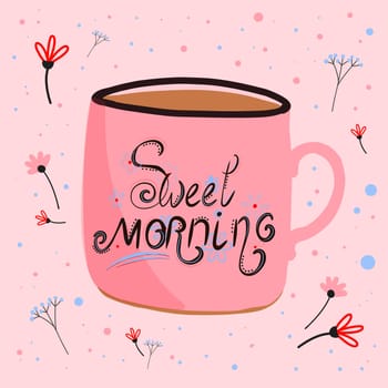 sweet morning. Festive inscription. Christmas lettering Vector illustration
