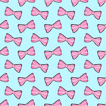 Bows or bow tie. Pop-art pattern. Delicate blue pattern. Summer design. TREND COLORS.