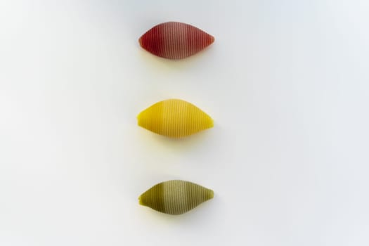 Red, yellow and green on a white background