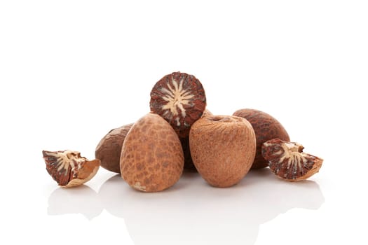 Betel nuts or areca isolated on white background. Natural stimulant.