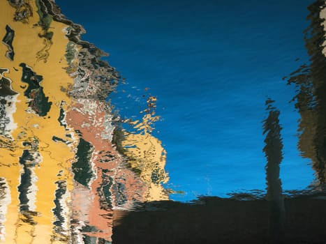 Reflection of facades in venice