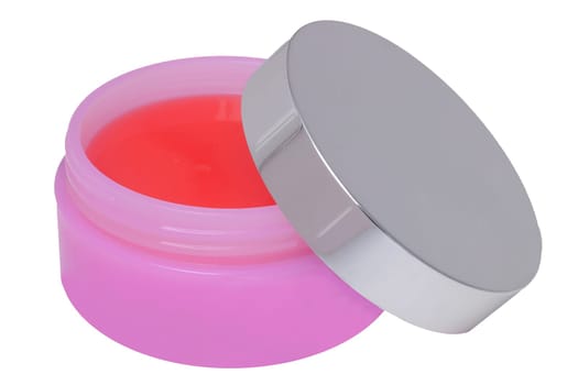 Cosmetic labels. Closeup of an cosmetic jar of concealer cream, makeup foundation, moisturising cream for the face or an other beauty or make-up product isolated on a white background.