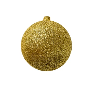 Golden christmas ball with glitter isolated on white background
