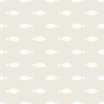 Nautical seamless pattern with swimming cartoon fish. Vector illustration