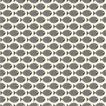 Nautical seamless pattern with swimming cartoon fish. Vector illustration