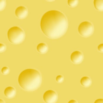 Seamless realistic yellow cheese pattern. Food background for package, menu etc. Vector illustration